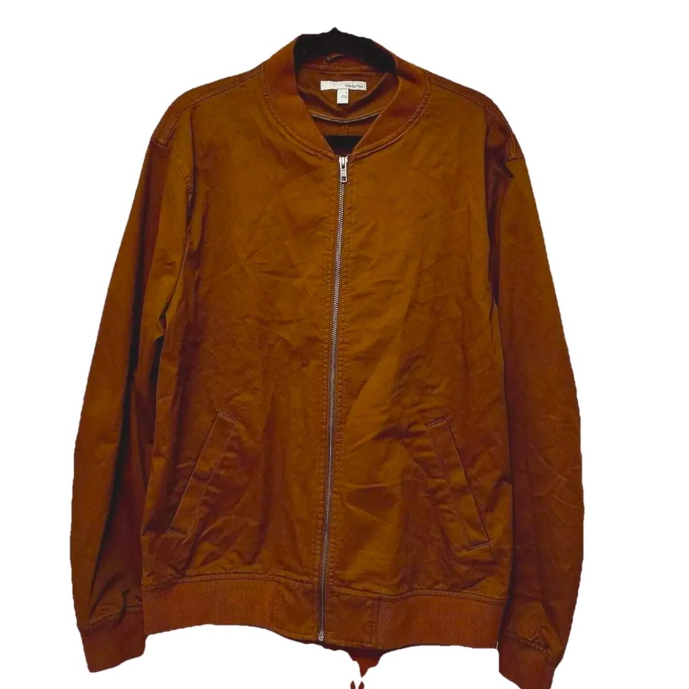 Hawker Rye Amherst Stretch Varsity Bomber Men's Size Large Cognac Brown